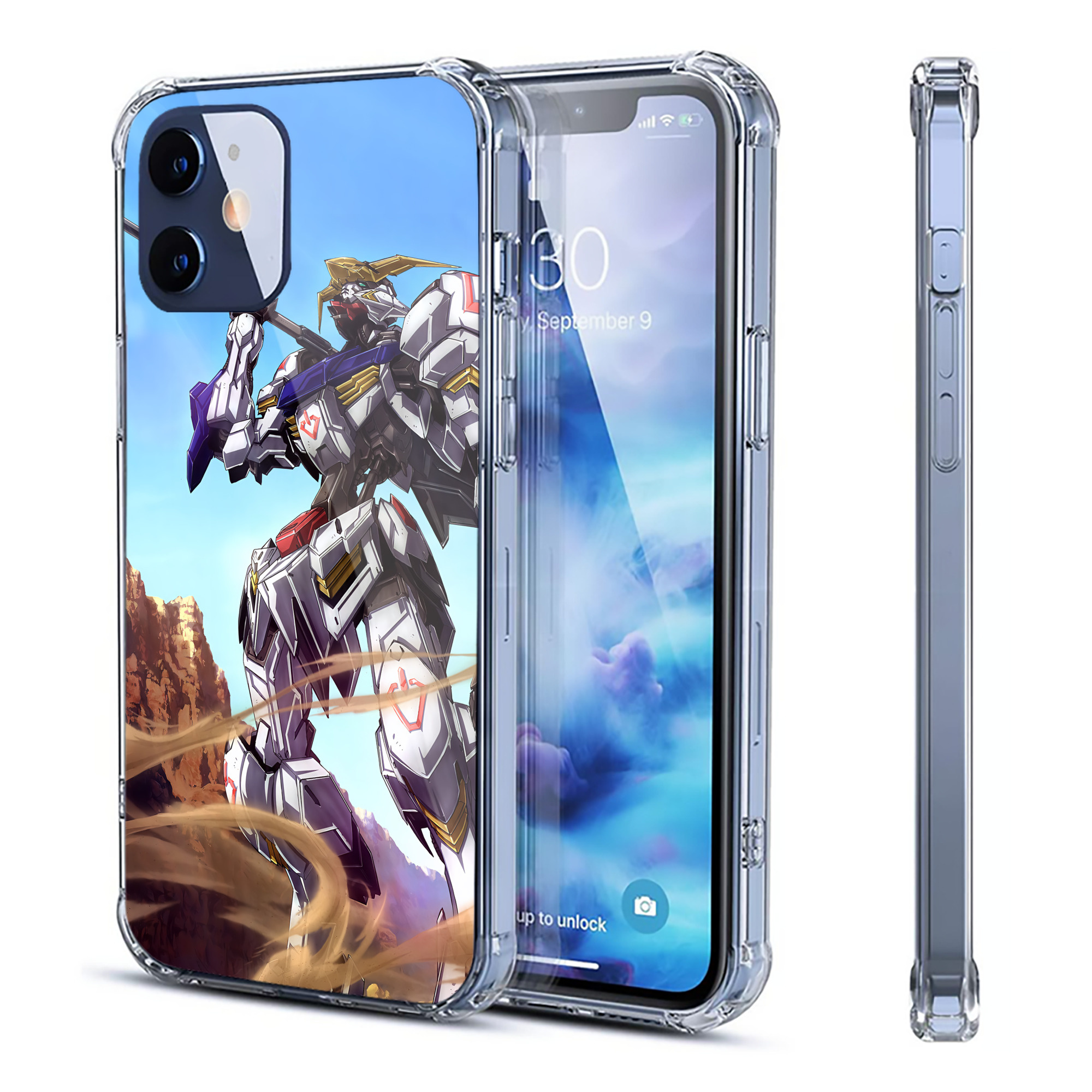 （画像用） 機動戦士ガンダム Mobile Suit Gundam 【iPhone 12シリーズ対応】透明スマホケース（クリアソフトケース）